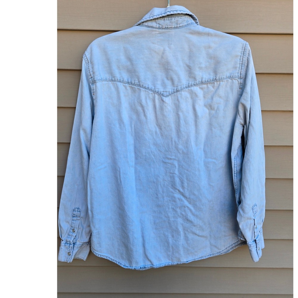 Levis Womens Western Denim Snap Button Shirt Light Wash XL 100% Cotton - Picture 7 of 10